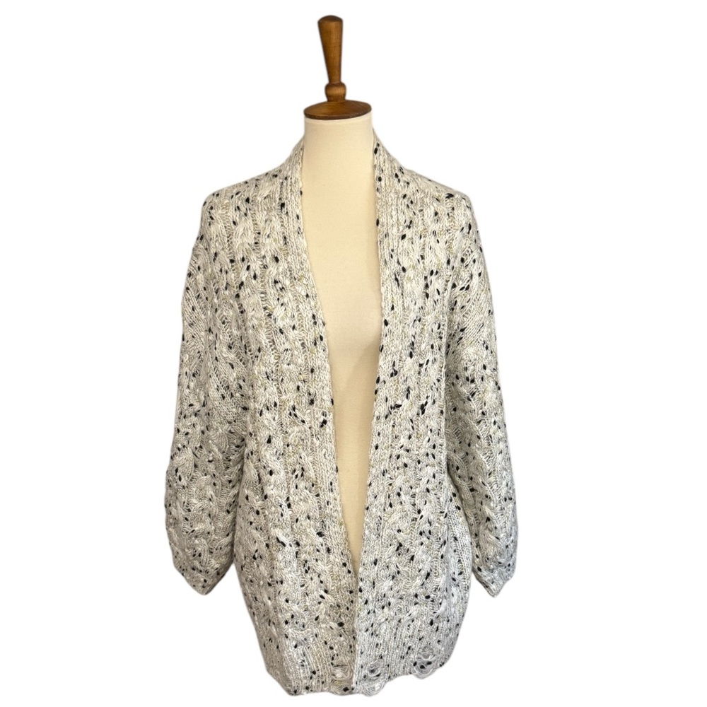 Velzera Gold and Silver Speckled Open-Front Sweater #289